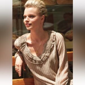 Anthropologie Leifsdottir 100% Silk Ruffle Blouse Top